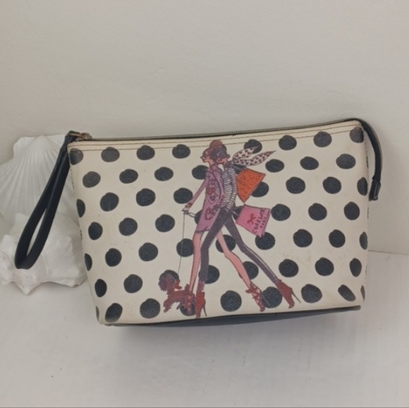 ♥️Bundle Only♥️  IZAK  Black Polka Dot Fashionista Graphic Make Up Bag Wristlet - Picture 13 of 13